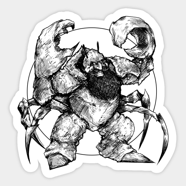 Dwarven Crab-Battle-Rager Sticker by Phreephur